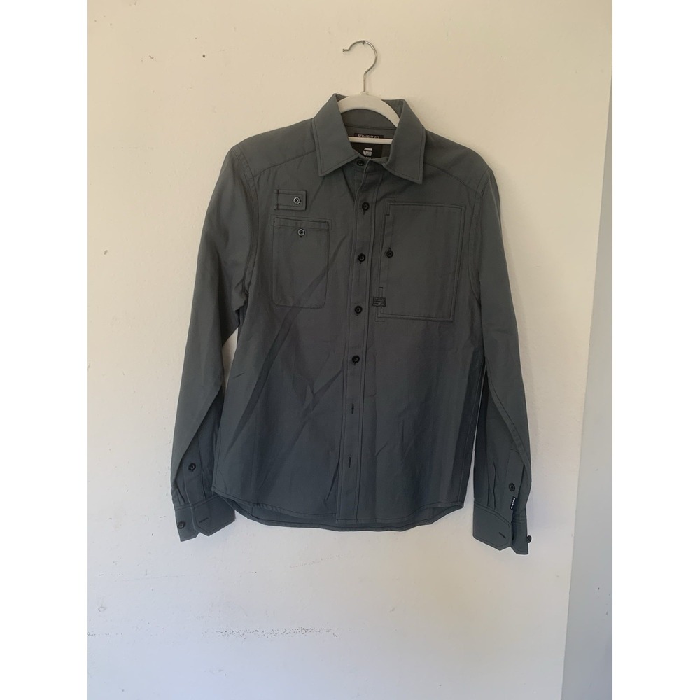 G Star Raw Mens Straight Fit Long Sleeve Shirt Green Small